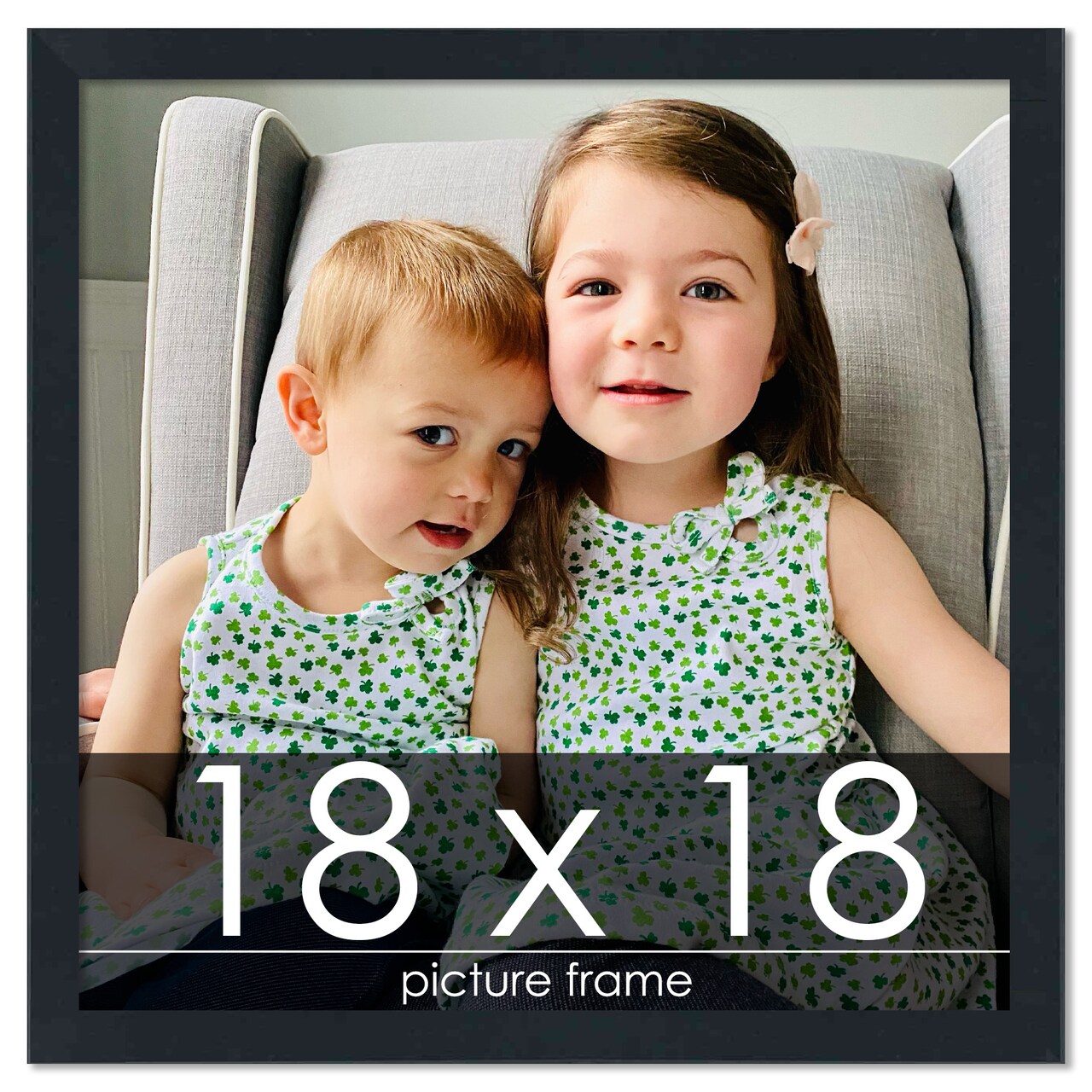 Square Slim Profile Black Picture Frame - UV Acrylic, Foam Board Backing, Hanging Hardware